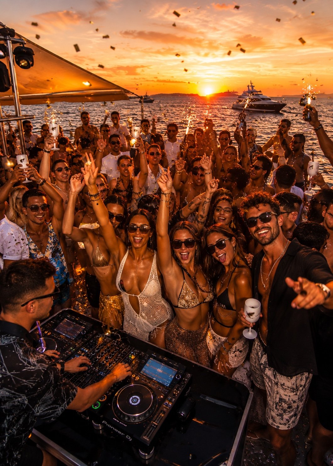Festa in barca al tramonto